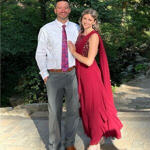 Maroon Lehenga (Indian skirt) with attached dupatta